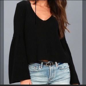 Knitted bell sleeve sweater